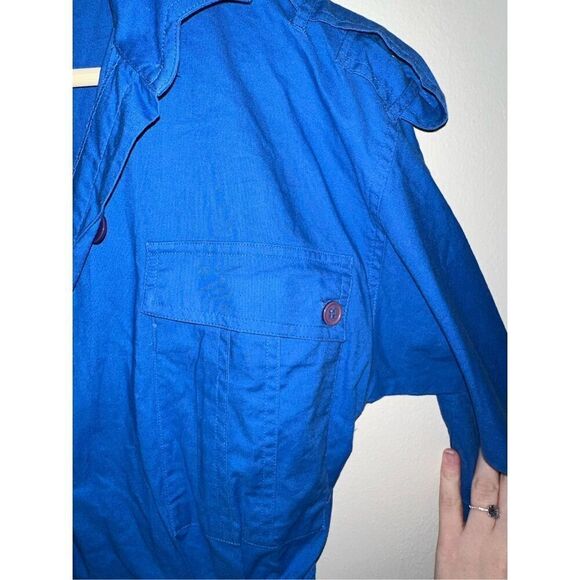 Vintage 80’s Diane von Furstenberg Sport DvF Blue Cotton Jumpsuit One-Piece 6 pe - Picture 4 of 6